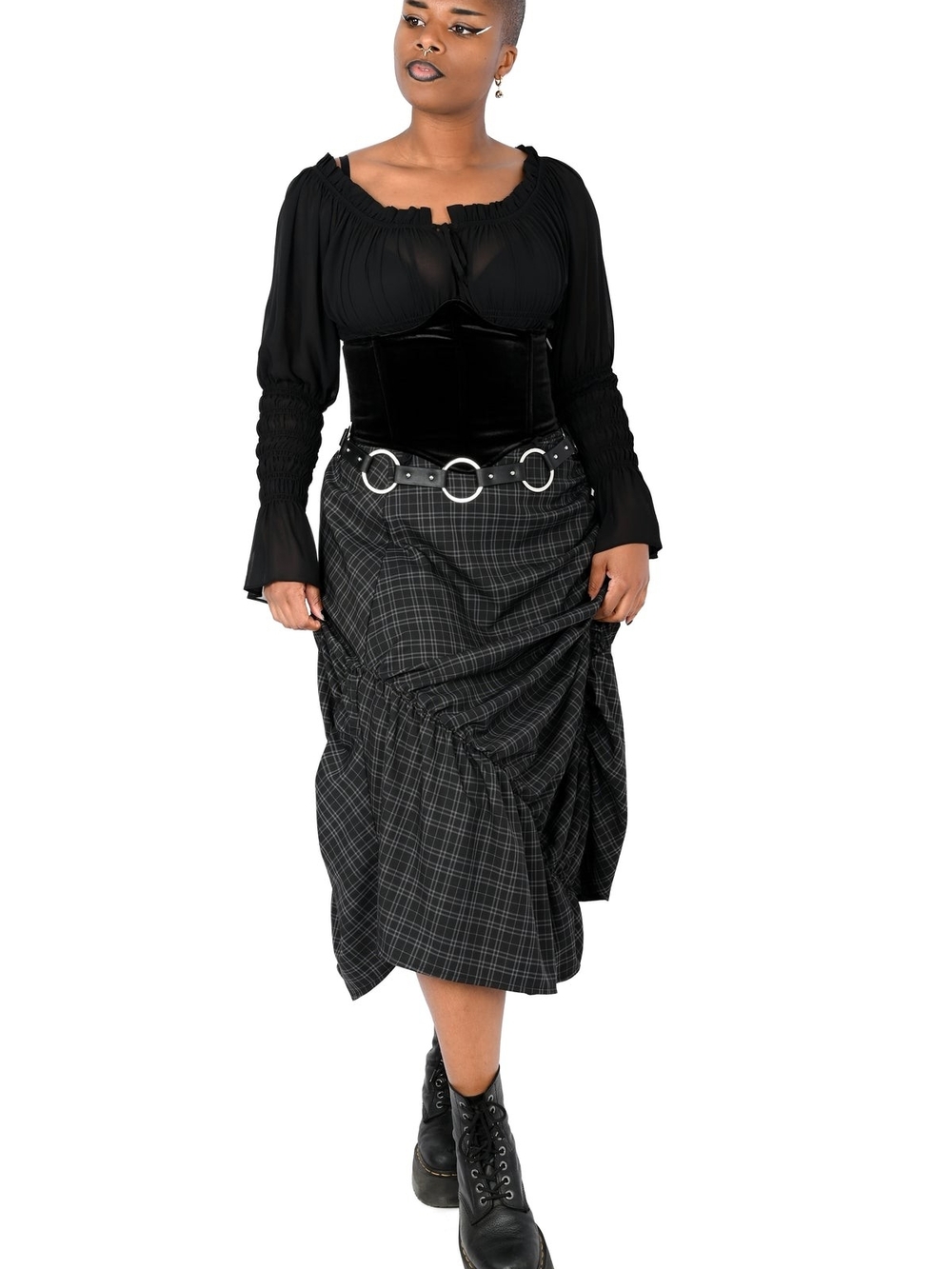 Cara Skirt - DEADSTOCK - Dark Plaid